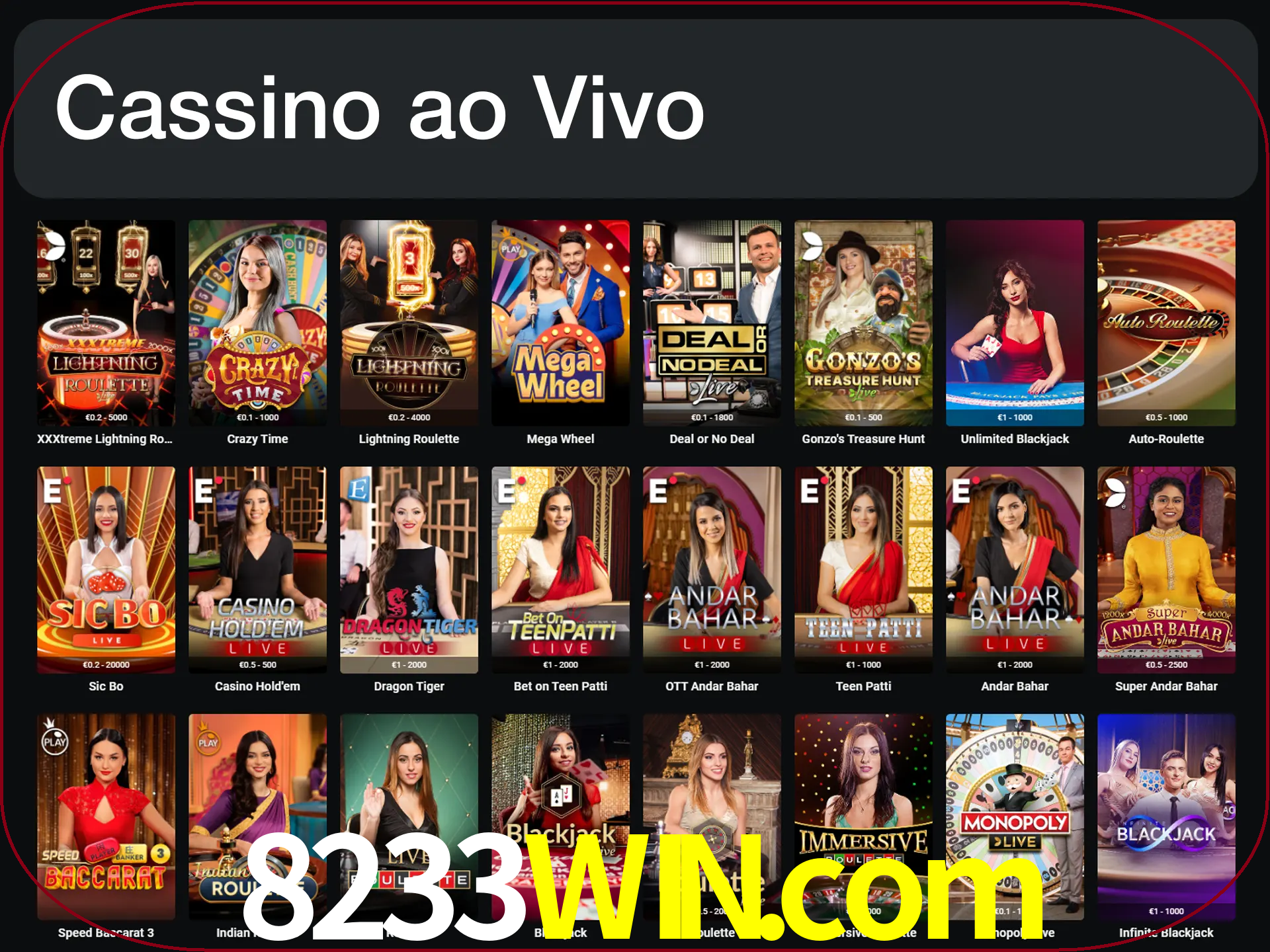 Jogue jogos de cassino com um verdadeiro dealer.